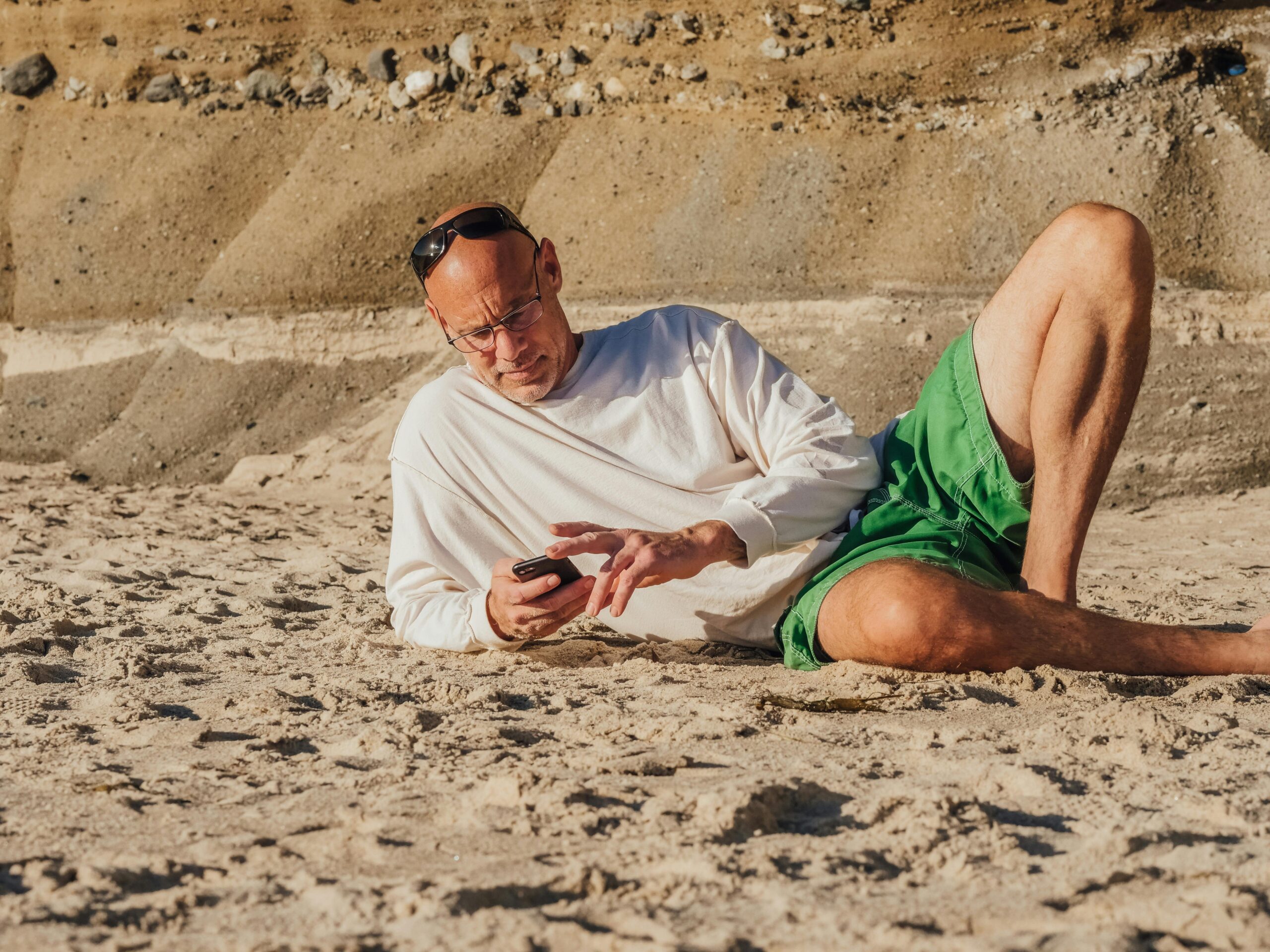 middle age man on beach